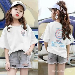เสื้อยืดแขนสั้น สวมใส่สบาย แฟชั่นฤดูร้อน สไตล์ตะวันตก สําหรับเด็กผู้หญิง และนักเรียน