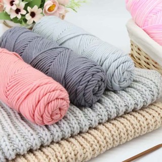 ไหมพรมคอตตอนนม น้ำหนัก100กรัม ไหมพรม 8ply milk cotton yarn DIY มี54สี