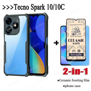 2in1 Tecno Spark 10/10C เคส สําหรับ Spark 10 Pro เคสโทรศัพท์อะคริลิค + ฟิล์มฝ้าเซรามิก
