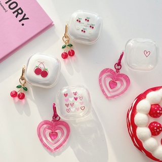 เคสป้องกันหูฟัง ลายเชอร์รี่ พร้อมสายคล้อง สําหรับ Samsung Galaxy Buds Live Buds2 Buds Pro Buds 2