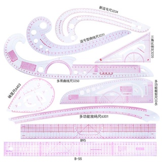 Aoto ชุดไม้บรรทัดแม่แบบ สําหรับวาดภาพระบายสีเสื้อผ้า DIY 9 ชิ้น