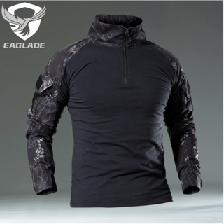 Eaglade เสื้อเชิ้ตยาว ลายกบยุทธวิธี YDJX-G2-LT สีดํา ยืดหยุ่นได้