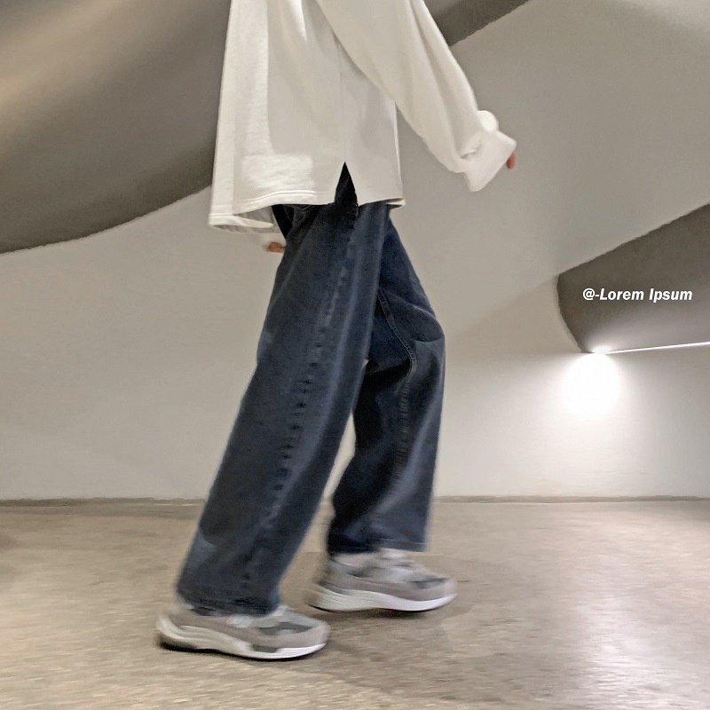 กางเกงยีนส์ผู้ชายย้อนยุค-กางเกงขากว้างทรงตรงทรงหลวม