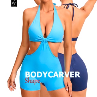 Bodycarver SHAPE ชุดจั๊มสูท โยคะ ผู้หญิง เบาะกีฬา ยิม ชุดชิ้นเดียว ยืดหยุ่นสูง ดีไซน์ทันสมัย บอดี้สูทกีฬา