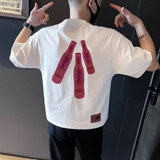 เสื้อยืดแขนสั้น ทรงหลวม ขนาดใหญ่ แฟชั่นฤดูร้อน สไตล์อเมริกัน สําหรับผู้ชาย และนักเรียน