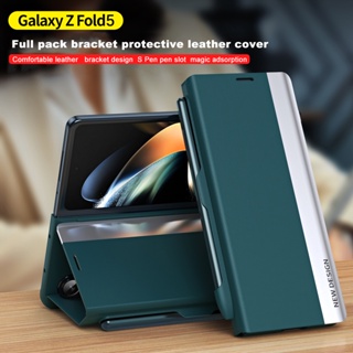 เคสโทรศัพท์มือถือหนัง PU ฝาพับ พร้อมช่องใส่ปากกา สําหรับ Samsung Galaxy Z Fold 5 Z Fold 4 Z Fold 3 Fold 2 Z Fold 5 4 3 2