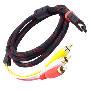 Rich2.br DOONJIEY สายเคเบิลอะแดปเตอร์เชื่อมต่อ HDMI ตัวผู้ เป็น 3 RCA AV คอมโพสิตตัวผู้ M/M