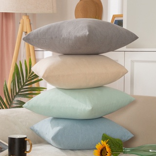 สส่ง # Plain Nordic style ins Solid color Throw Pillow Linen Office Sofa Cushion Car Cushion Living Room Waist Pillow 7 9 kWh