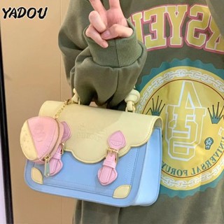 YADOU แฟชั่นกระเป๋าแคมบริดจ์กระเป๋าสะพายไหล่ข้างเดียวใหม่ JK สไตล์วิทยาลัยกระเป๋าโทรศัพท์มือถือแฟชั่นการเดินทางของร่อซู้ลกระเป๋าสะพายสี่เหลี่ยมเล็กหญิง