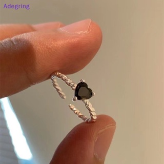 [Adegring] แหวนเปิด รูปหัวใจ ประดับพลอยเทียม สีเงิน ปรับได้ เครื่องประดับ ของขวัญคู่รัก สําหรับผู้หญิง