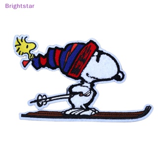 Brightstar แผ่นสติกเกอร์ ปักลายการ์ตูนสุนัข Snoopy DIY สําหรับติดตกแต่งเสื้อผ้า 1 ชิ้น