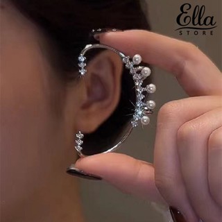 Ellastore123 ต่างหูสเตนเลส ประดับไข่มุกเทียม พลอยเทียม กันลื่น สําหรับผู้หญิง 1 ชิ้น