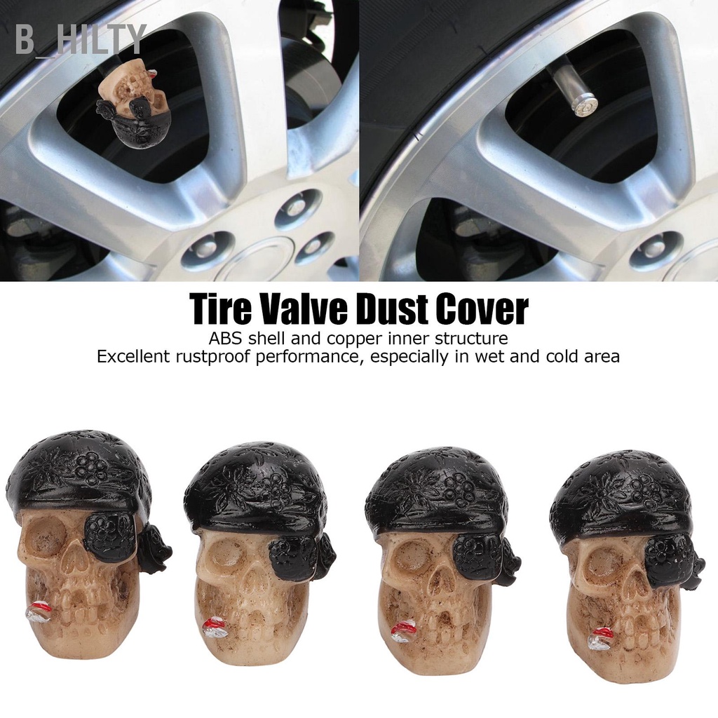 b-hilty-4-ชิ้น-เซ็ตยางวาล์ว-cap-skull-shape-พร้อมแหวนยางสำหรับรถยนต์จักรยาน-suvs-รถบรรทุกรถจักรยานยนต์