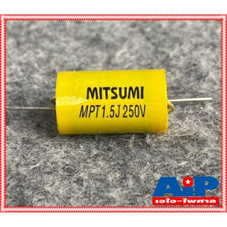 1ตัว MITSUMI 1.5UF 250V Cสีเหลือง MET คาปาซิเตอร์ C1.5/250V C1.5/250Vสีเหลือง ซีเสียงแหลม 1.5/250V ซีตัดเสียงแหลม เอไ...