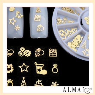 Alma สติกเกอร์อะคริลิค กลิตเตอร์ สีทอง สําหรับตกแต่งเล็บ DIY 120 ชิ้น