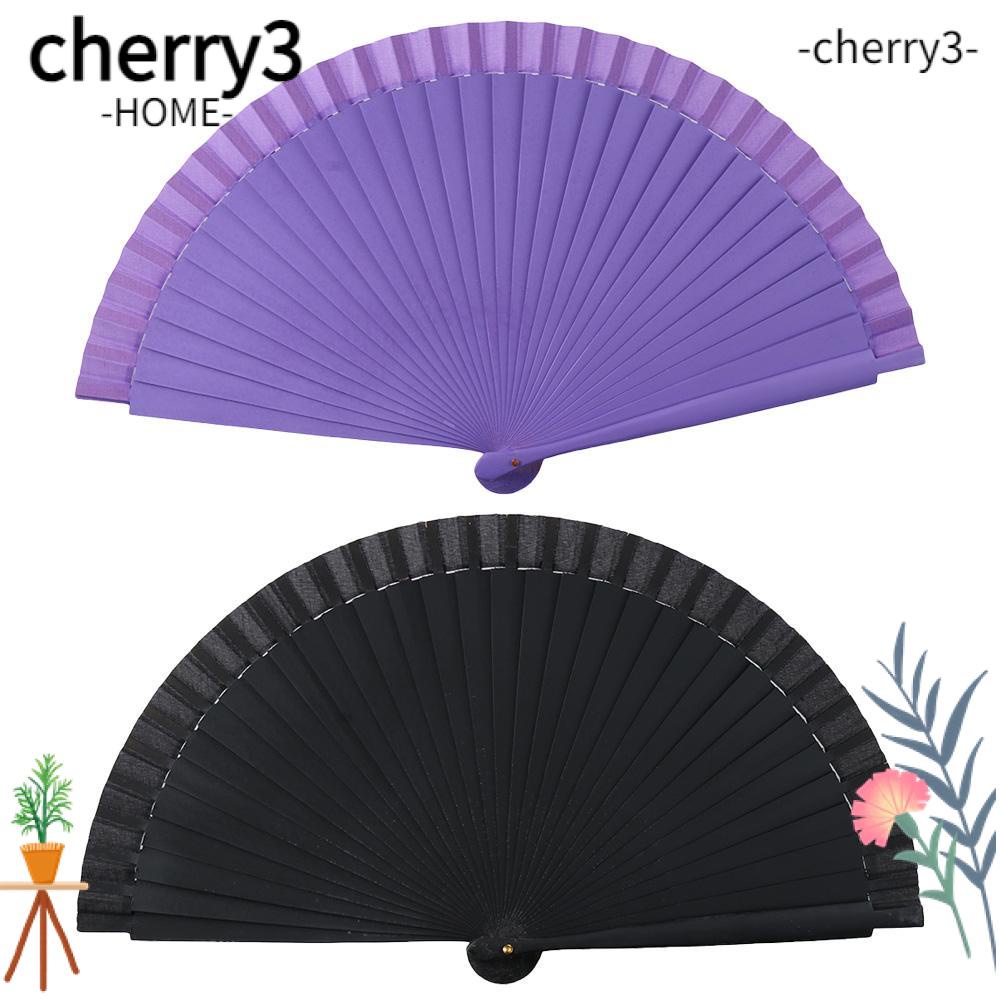 cherry3-พัดไม้-แบบมือถือ-พับได้-สีม่วง-และสีดํา-ปิดง่าย-สไตล์คลาสสิก-สําหรับเต้นรํา-ปาร์ตี้-2-ชิ้น
