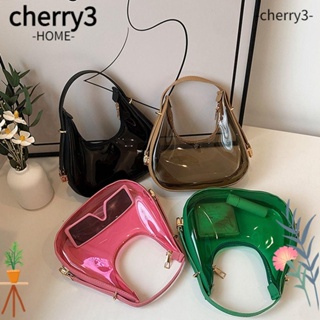 Cherry3 กระเป๋าถือ PVC แบบใส กันน้ํา จุของได้เยอะ สีแคนดี้ แฟชั่นสําหรับผู้หญิง