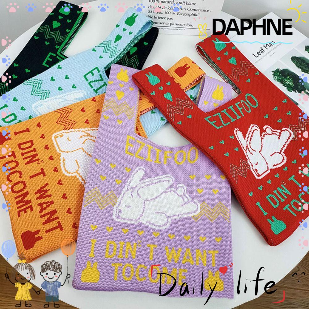 daphne-กระเป๋าถือ-ผ้าถัก-ทรงโท้ท-ความจุสูง-ลายการ์ตูนกระต่าย-แฟชั่นสําหรับผู้หญิง