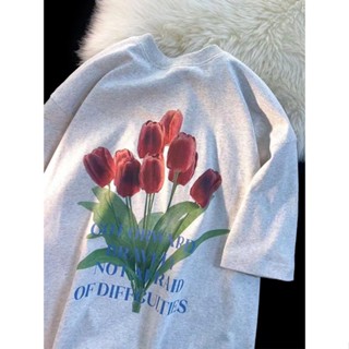 เสื้อยืดแขนสั้น ทรงหลวม ขนาดใหญ่ แฟชั่นฤดูร้อน สไตล์เกาหลี สําหรับผู้หญิง