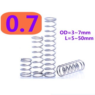 【WDY】สปริงสเตนเลส D0.7 มม. SUS304 OD4 5 6 7 8 มม. ยาว 5 มม. - 50 มม.