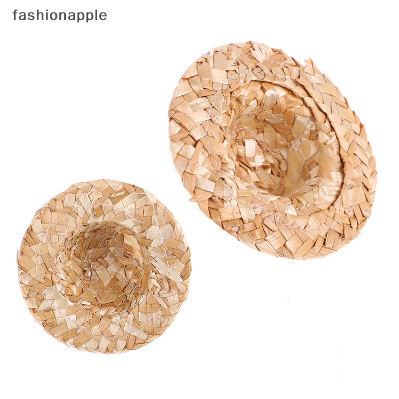 fashionapple-หมวกฟางทอมือ-ขนาดเล็ก-เครื่องประดับ-สําหรับตกแต่งตุ๊กตา-diy-2-ชิ้น