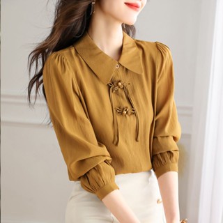    ] เสื้อท็อปส์ ออกแบบใหม่ แฟชั่นฤดูใบไม้ผลิ สไตล์จีน สําหรับผู้หญิง