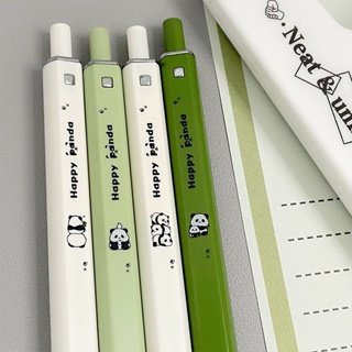 2 ชิ้น แพนด้า สี่เหลี่ยม ปากกากด ปากกาเจล 0.5 มม. สีดํา ปากกา Ins อุปกรณ์เครื่องเขียนนักเรียน เรียบง่าย