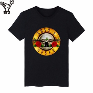 ☍ผู้ชายเสื้อยืด T Shirt Mens Guns N Roses วงดนตรีร็อคสั้นแขนเสื้อ Tshirt Hip Hop ผู้ชาย Punk เพลง Funny T Shirts