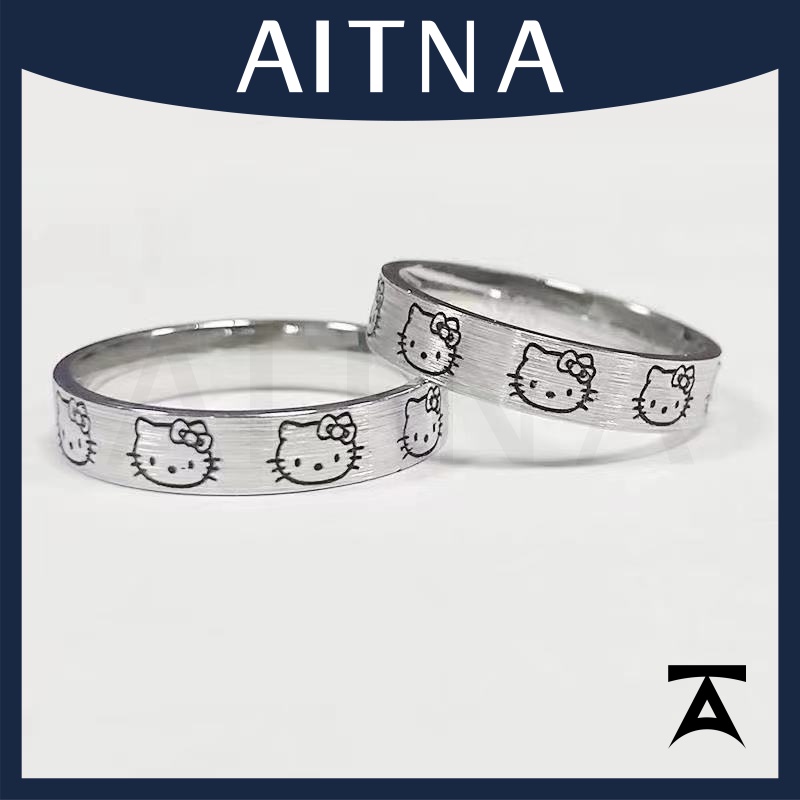 aitna-แหวนคู่รัก-ชาย-และหญิง-ลาย-kt-cat-ปรับได้-สําหรับของขวัญแฟนสาว