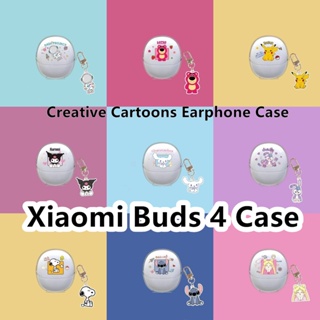 【จัดส่งรวดเร็ว】เคสหูฟัง แบบนิ่ม แบบใส ลายการ์ตูนหมี สตรอเบอร์รี่ สําหรับ Xiaomi Buds 4 4