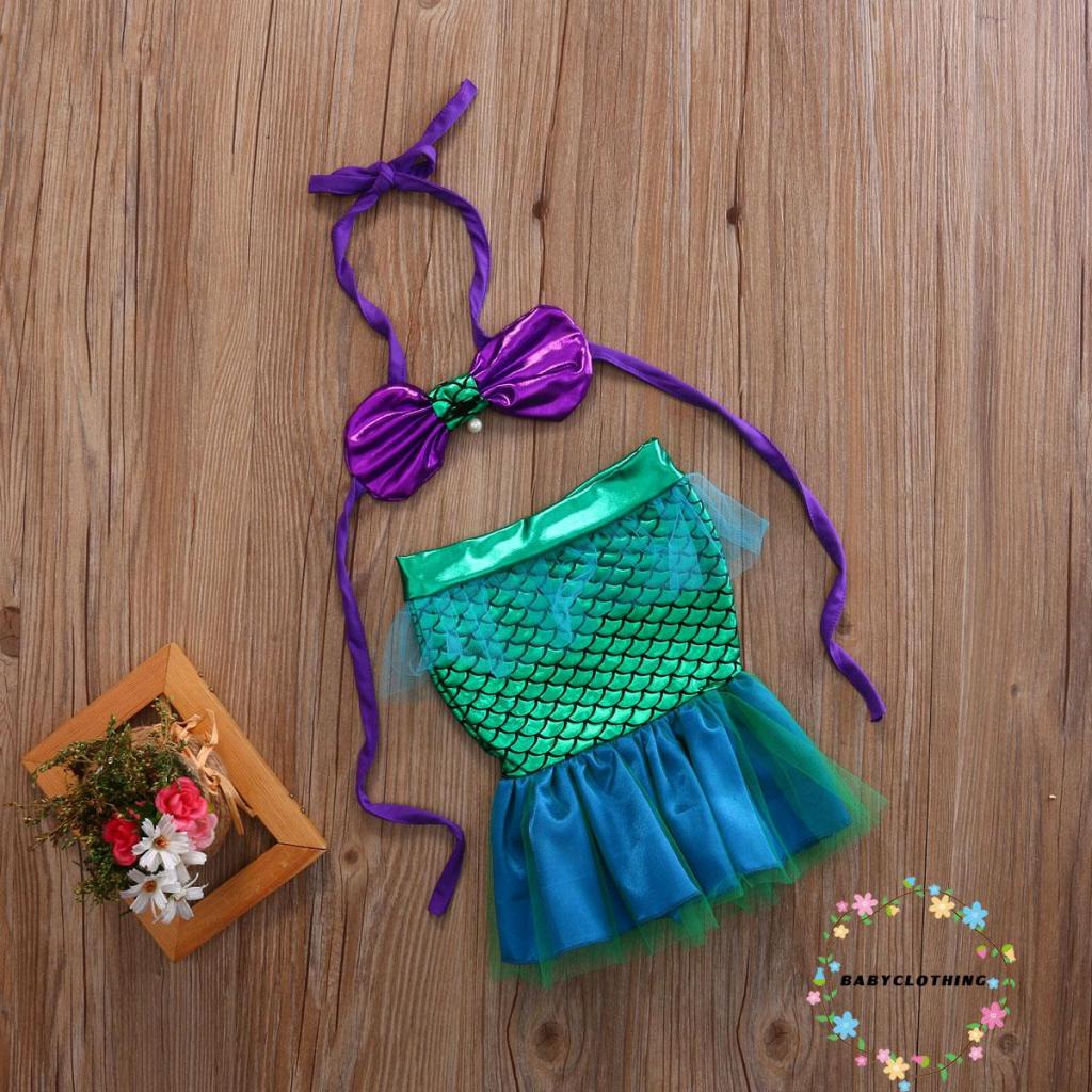 babyclothes-ชุดว่ายน้ําบิกินี่-สายคล้องคอ-ประดับไข่มุก-สองชิ้น-และหางนางเงือก-2-ชิ้น-สําหรับเด็กผู้หญิง