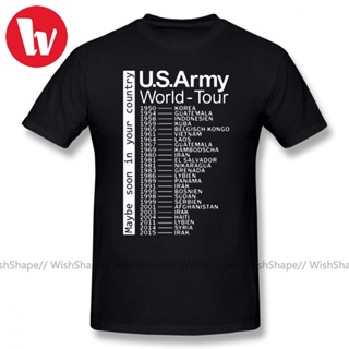 เสื้อยืดแขนสั้นพิมพ์ลายตัวอักษร Us Army World Tour แฟชั่นผู้ชาย 2022