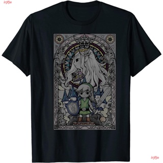 【hot sale】irjfje Legend Of Zelda Link And Zelda Collage Stained Glass Poster T-Shirt เสื้อยืดผู้ชาย ดพิมพ์ลาย คอกลม cott