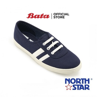 ิBata บาจา ยี่ห้อ Nort Star รองเท้าผ้าใบแบบผูกเชือก รองเท้าผ้าใบแฟชั่น สนีกเกอร์ สำหรับผู้หญิง สีขาว 5391007 สีกรมท่า 5399007