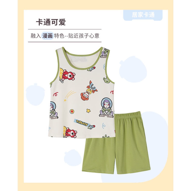 summer-new-strawberry-bear-short-sleeved-cotton-childrens-pajamas-childrens-cute-cartoon-home-clothes