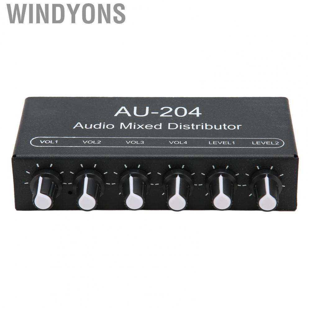 Windyons Headphone Amplifier Mixer 2 in 4 Out Stereo Signal Mixer 3.5mm