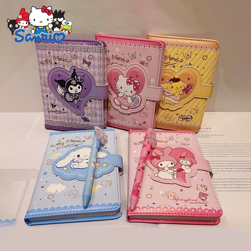 sanrio-kawaii-สมุดโน้ตไดอารี่-ลายการ์ตูน-hellokitty-y2k-mymelody-kuromi-cinnamoroll-พร้อมปากกาลูกลื่น-เครื่องเขียน-สําหรับนักเรียน