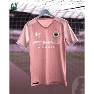 เสื้อกีฬาแขนสั้น ลายทีมฟุตบอล MANCHESTER CITY KIT 22 23 2022 2023 ชุดเยือน สีชมพู