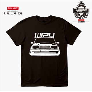 เสื้อยืด พิมพ์ลายรถยนต์ Mercedes BENZ W124 STANCE Karimake สําหรับผู้ชาย