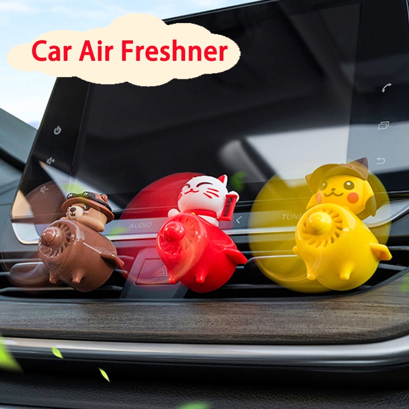 น้ำหอมปรับอากาศรถยนต์-ปิกาจู-แมวนำโชค-หมีสีน้ำตาล-คลิประบายอากาศ-การ์ตูน-อุปกรณ์เสริม-สําหรับตกแต่งภายในรถยนต์