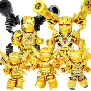 Golden ฟิกเกอร์ตัวต่อเลโก้ ไอรอนแมน เกราะ Mecha 4 Marvel 3 ขนาดเล็ก