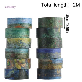 Aasleaty เทปวาชิ ลายสีน้ํา สไตล์วินเทจ สําหรับตกแต่งสมุดภาพ งานฝีมือ DIY 12 ม้วน