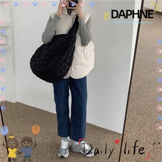 Daphne กระเป๋าสะพายข้าง ทรงโท้ท ขนาดใหญ่ แต่งจับจีบ แฟชั่นสําหรับสตรี