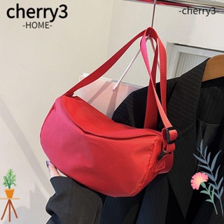 Cherry3 กระเป๋าสะพายไหล่ กระเป๋าถือ ผ้าไนล่อน ความจุขนาดใหญ่ สีพื้น แฟชั่นสําหรับผู้ชาย