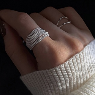 แหวนนิ้วมือ แบบเปิด หลายชั้น ปรับได้ เรียบง่าย หรูหรา เครื่องประดับ แฟชั่นสําหรับผู้ชาย และผู้หญิง