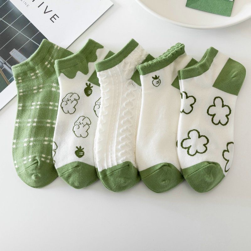 ถุงเท้า-ลายการ์ตูนกระต่ายน่ารัก-สีเขียว-สําหรับผู้หญิง