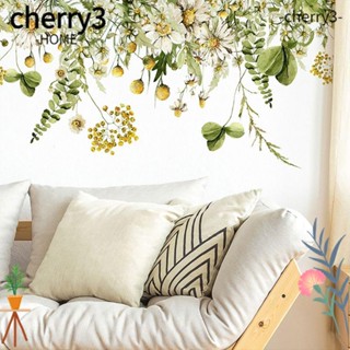 Cherry3 สติกเกอร์ติดผนัง มีกาวในตัว ลายใบไม้เขตร้อน สีเขียว ใช้ซ้ําได้ สําหรับตกแต่งบ้าน