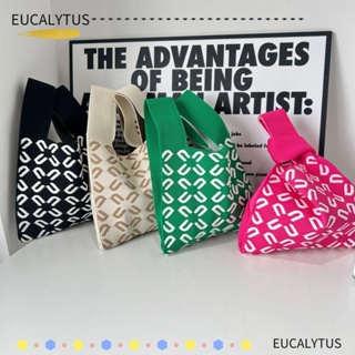 Eutus กระเป๋าถือ ผ้าถัก ความจุสูง ใช้ซ้ําได้ สี่ใบโคลเวอร์ สําหรับผู้หญิง