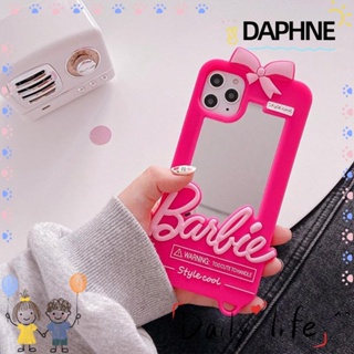 Daphne เคสโทรศัพท์มือถือ TPU ลายตุ๊กตาบาร์บี้น่ารัก พร้อมกระจก หรูหรา สําหรับ iPhone