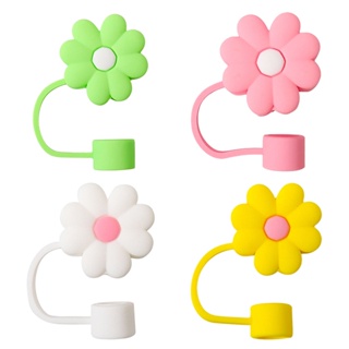 4pcs Outdoor Reusable Odorless Hygienic Flower Shape Cute Decorative For Stanley Cups Protect Drink Straw Cap